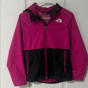 The North Face Kids Pink and Black Raincoat